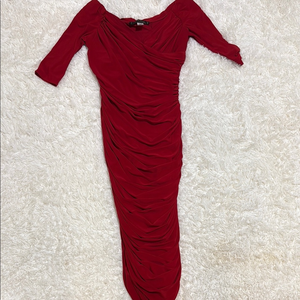 Laura Byrnes x Pinup Couture Off the Shoulder Ruched Bodycon Dress
